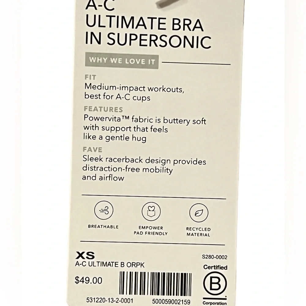 Athleta Ultimate Bra with Supersonic XS A-C